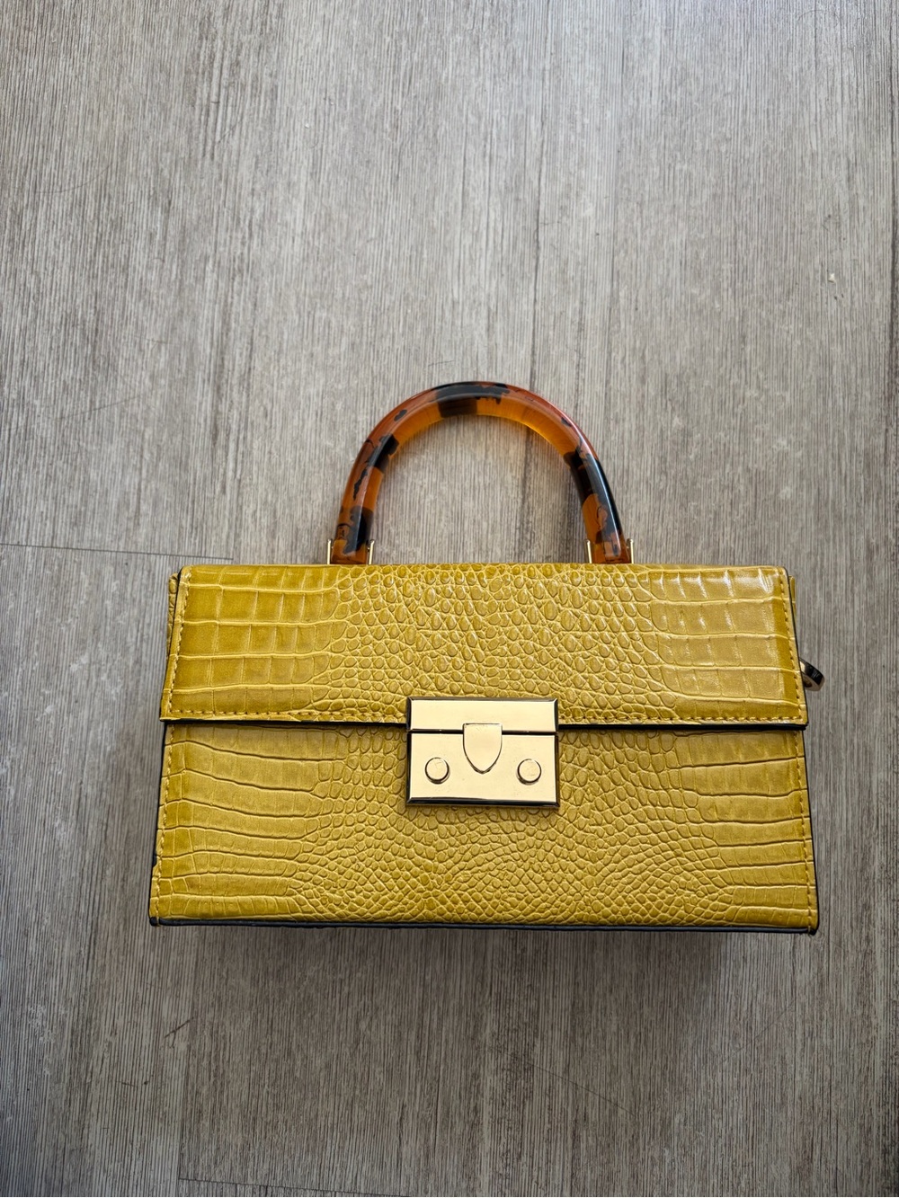Yellow Croc-Embossed HandBag